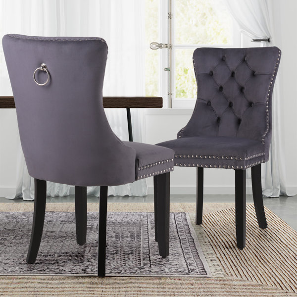 Velvet wingback 2025 dining chair